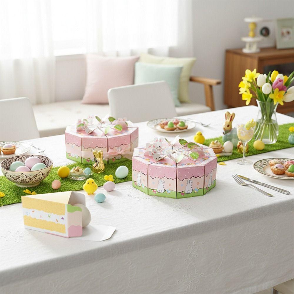 10PCS Creative Cartoon Rabbit Gift Box Triangular Easter Egg Cake Shaped Box Mutlicolor Cookies Snack Sugar Packing Box Easter