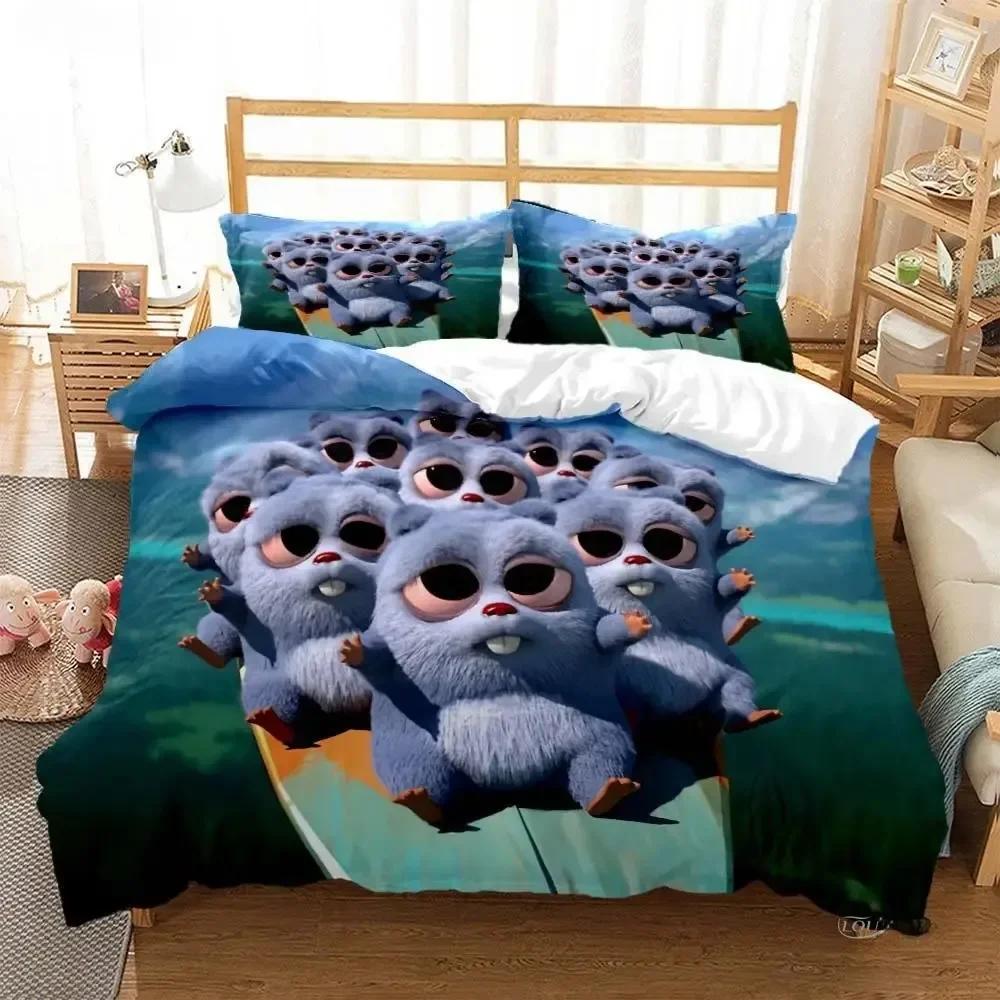 Grizzly & Die Lemminge Cartoon Anime Gedrucktes Bettset Bettbezug Kissenbezug Bettwäscheset Leinenlaken Steppdeckenbezug Queen King Size