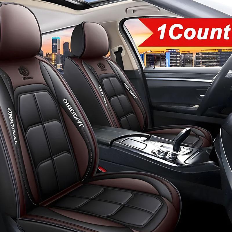 Premium Seat Car Seat Cover Full Set PU Leather Quilted Front/Back Protectors Cushion for Most of The Car Models on The Market