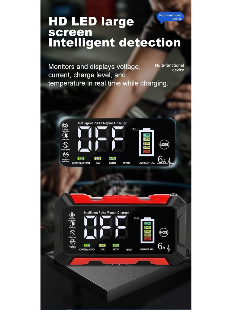 12V6A Intelligentes Batterieladegerät für Auto und Motorrad
