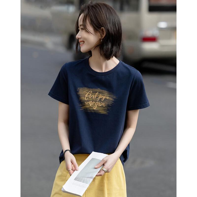 Demana Women's Cotton Blend Letter T-Shirt