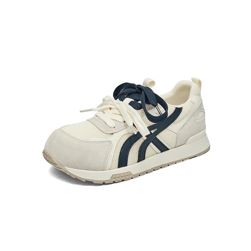 Augusdon 2025 Women's Retro White Ballet Sneakers