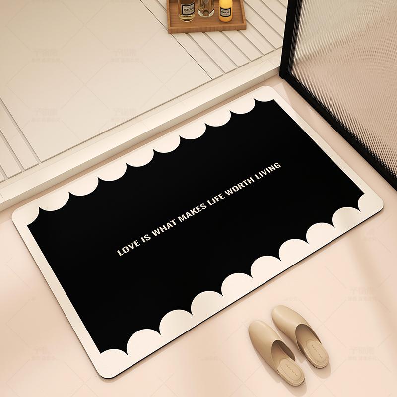 Bathroom Absorbent Floor Mat, Diatom Mud Quick-drying Mat, Toilet Door Carpet, Toilet Anti-skid and Anti-drop Foot Mat