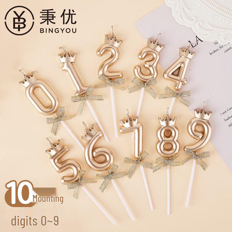 Crown Number Birthday Candles Set
