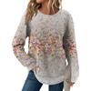 Women's Fashion Long Sleeve Floral Loose Long Sleeve Round Neck Casual Top