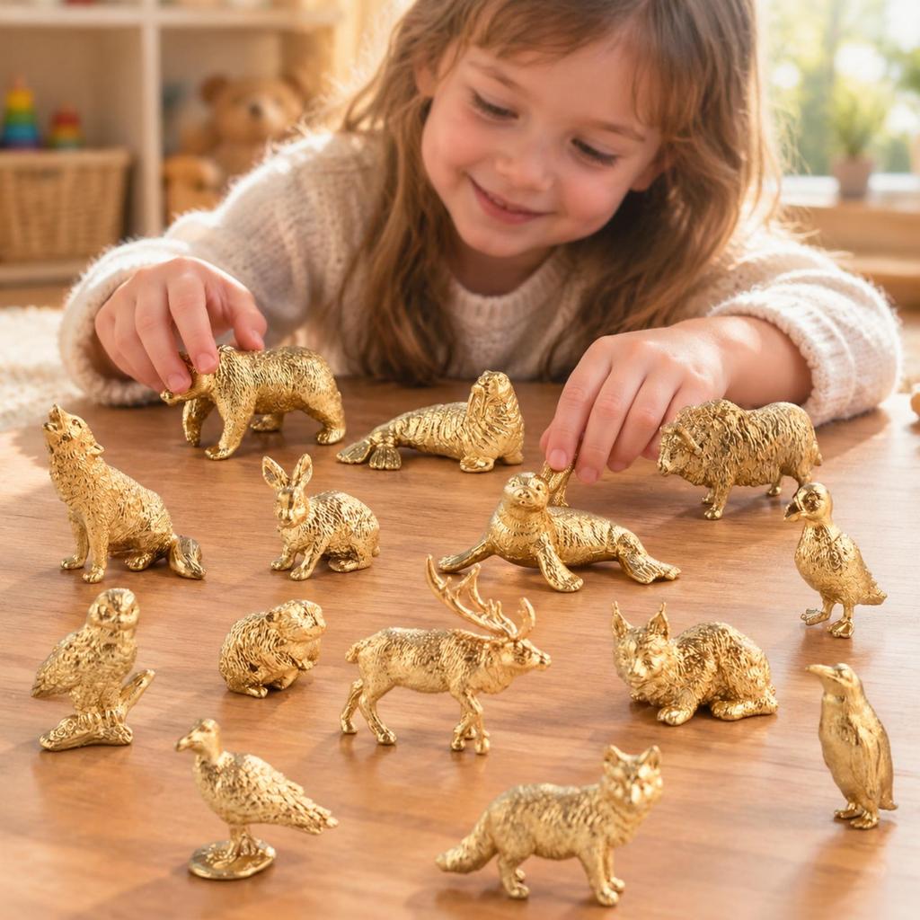 14 Pieces Colored Animal Figurines Educational Freestanding 3D Detailed for Kids,