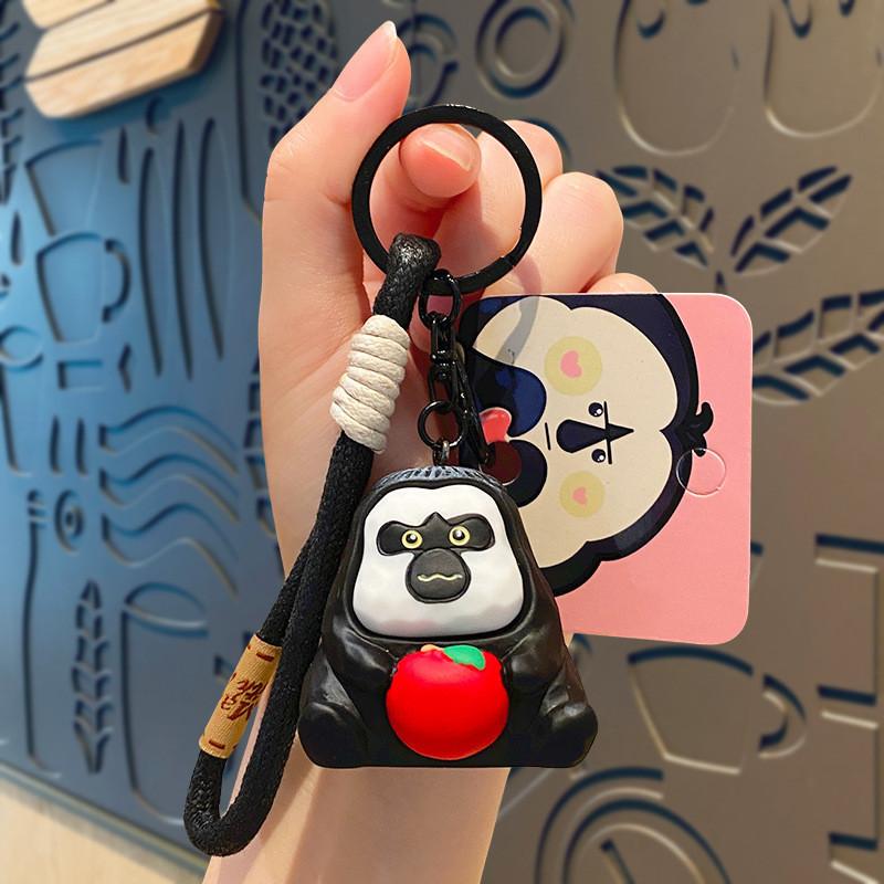 Очаровательный мультяшный деревянный брелок-скульптура, креативный силиконовый аксессуар для ключей для пар и студентов Apple
