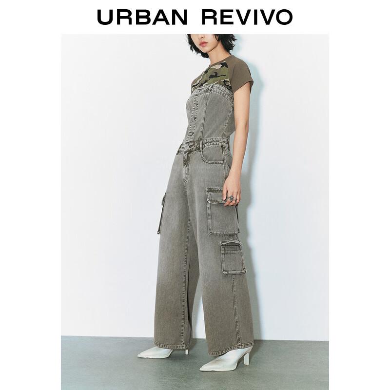 Combinaison Bandeau en Jean Délavé Usé pour Femmes UR