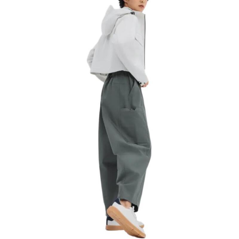 Decathlon Urban Function Hooded Zipper Long Sleeve Short Cargo Multi-Pocket Jacket Women's Pearl Off-White