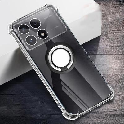 Für Xiaomi Poco X6 Pro X 6 X5pro Transparente stoßfeste Airbag-weiche TPU-Hülle für Poco M6 Pro 5G M6 M5 S Magnetringhalter Ständer Silikonhülle