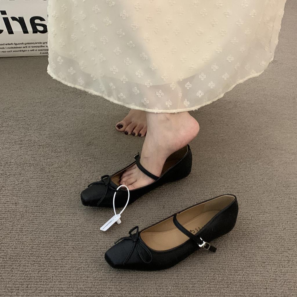 Niche slope heel black French Mary Jane single shoes women's shoes 2025 new spring and autumn evening breeze commuter grandma shoes