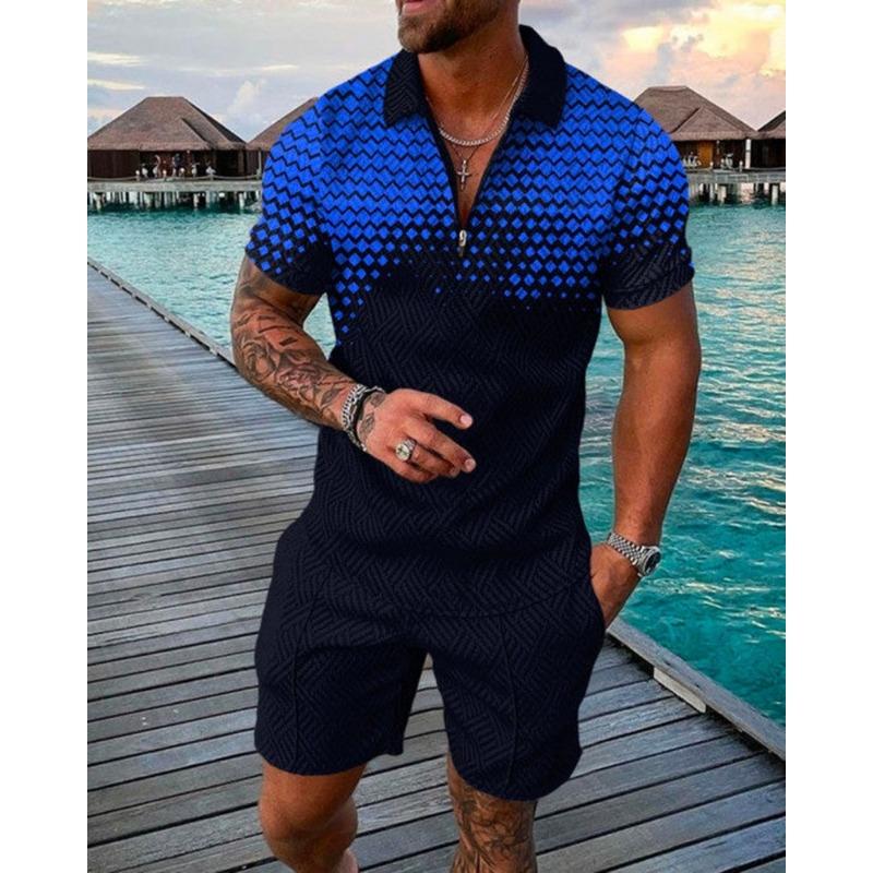 Herren Casual Sport Zweiteiliges Set mit kurzärmeligem T-Shirt und Shorts