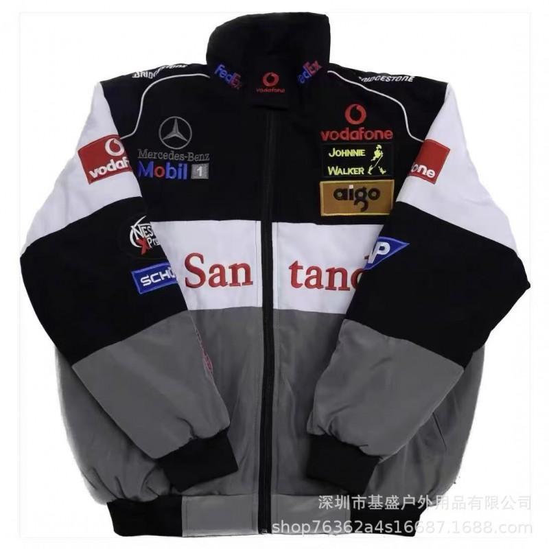 Vintage F1 Racing Embroidered Jacket Cotton Padded Motorcycle Riding Baseball Coat Unisex