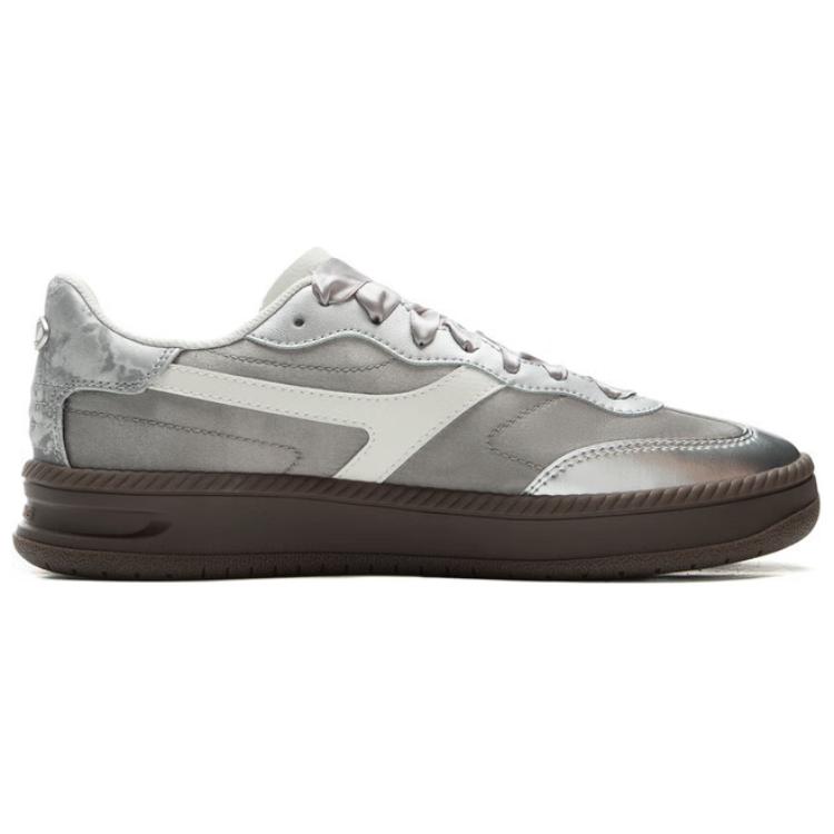 New LiNing Green Rattan Anti-Slip And Wear-Resistant Coverage Low-Top Skateboard Shoes Women's Gray Silver AGCV028-4