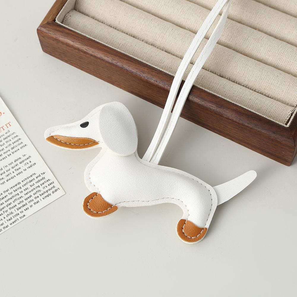 Dachshund leather pendant Korean version diy cute ins puppy bag pendant lanyard couple car pendant