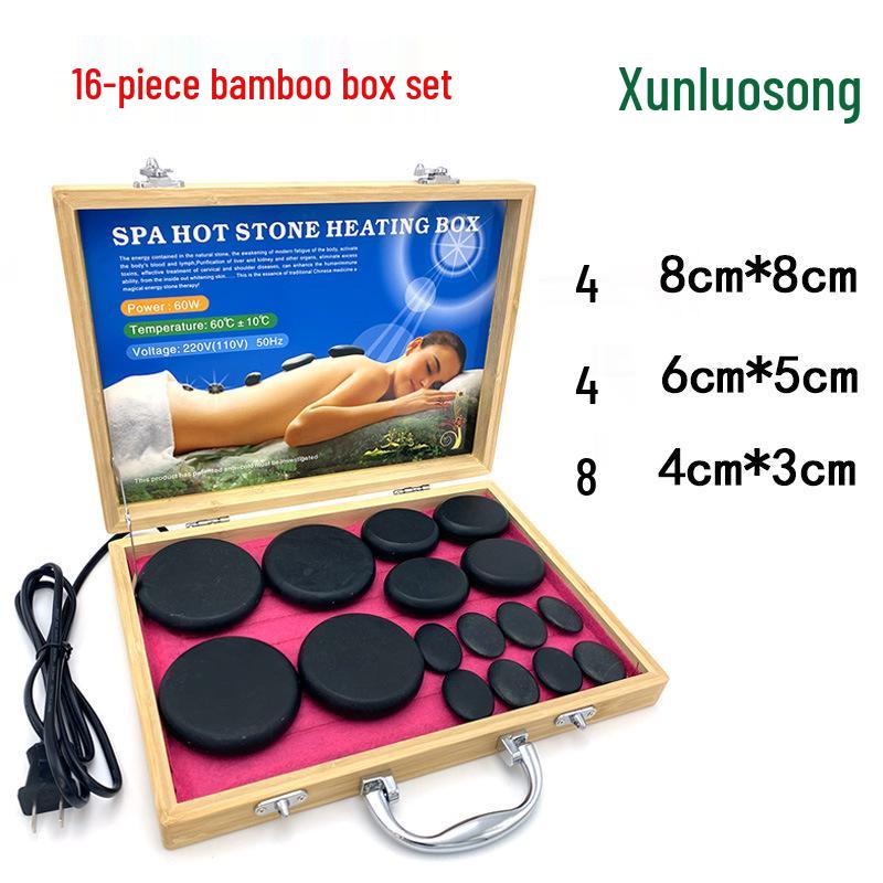 20-Piece Volcanic Massage Stone Set with Essential Oil Warmer & Aluminum Heater
