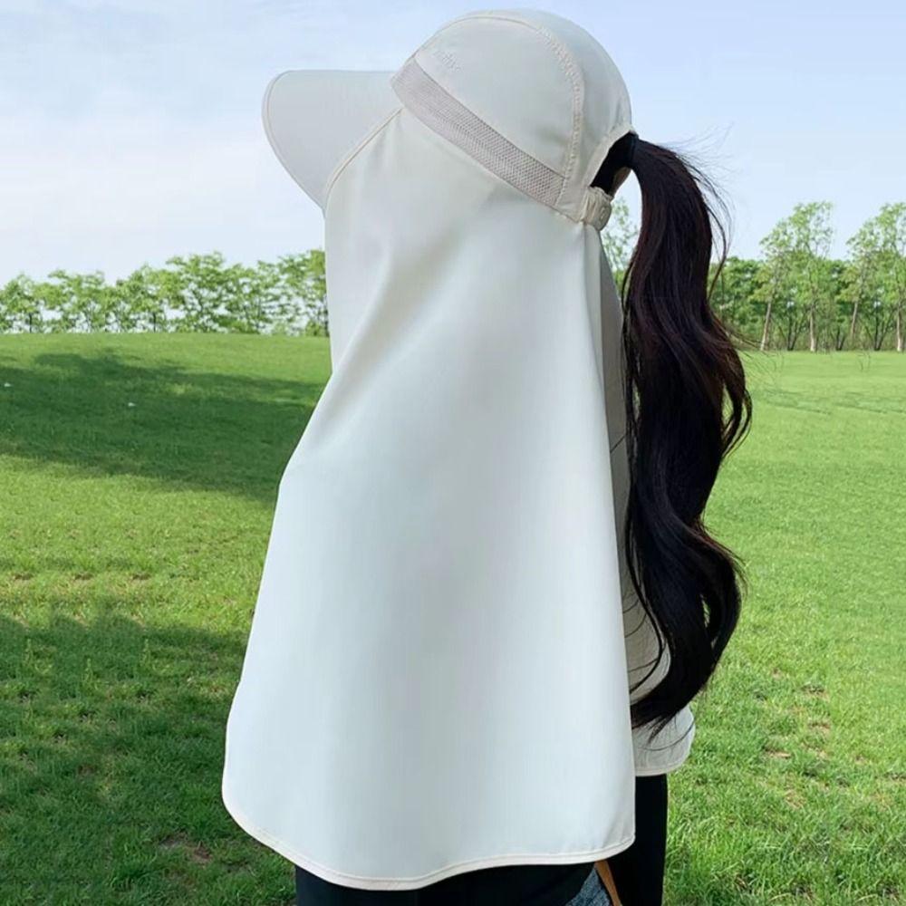 Wide Brim Mountaineering Hat Detachable Mask Women Sun Hat Simple Shawl Fisherman Hat  Outdoor