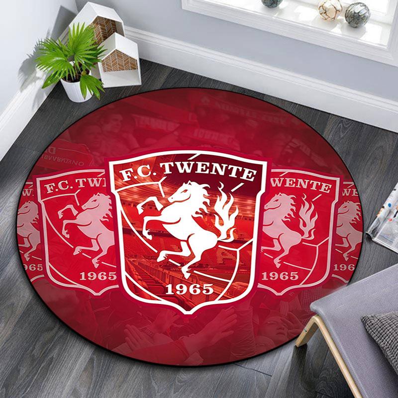 FC Twente Enschede pattern round rug,Carpet Rug for Living Room Bedroom Playroom ,Non-slip Floor Mat,Holiday Gifts and Birthday Gifts.