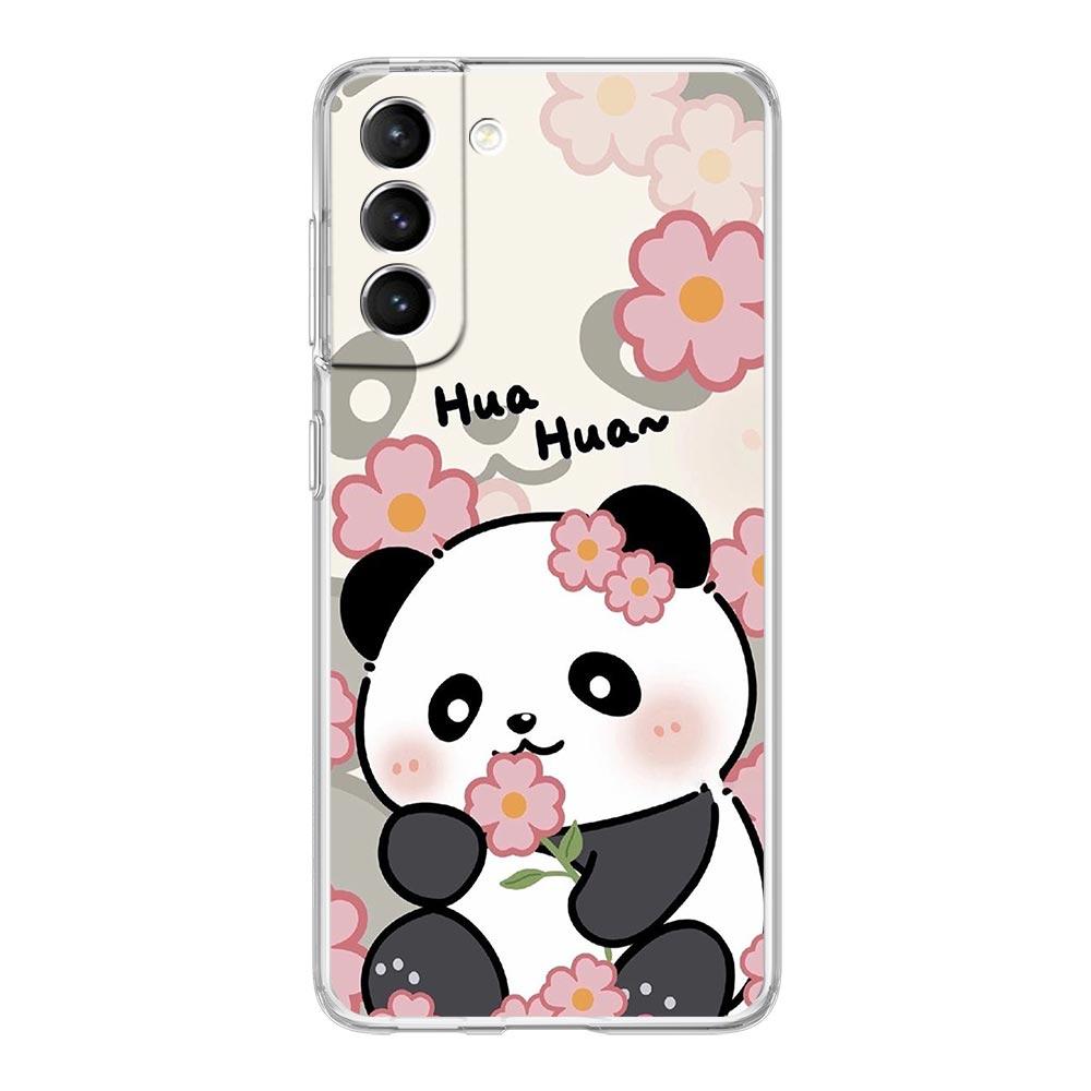 Cute Panda Climbing Bamboo Phone Case For Samsung Galaxy S24 S23 S22 S20 Ultra S21 FE 5G S10 S9 Plus S10E S8 Soft Clear Cover