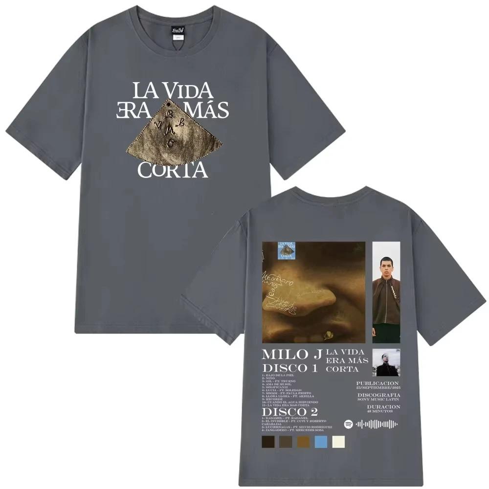 Rapper Milo J La Vida Era Mas Corta Album Theme TShirt Unisex HipHop TShirt Cotton Casual Short Sleeve HighQuality TShirt