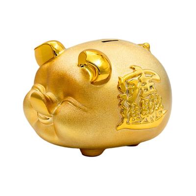 Spardose in Schweinchenform aus Keramik, goldener Bohnenbehälter, Keramik-Spardose im chinesischen Stil, Schreibtischdeko, Geldglas