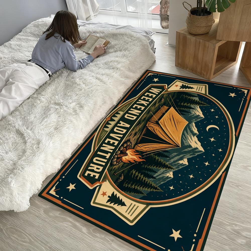 Outdoor Adventure Floor Mat Soft Thickened Absorbent Non-Slip Bedroom Living Room Door Mat Home Decor Flannel Rugs