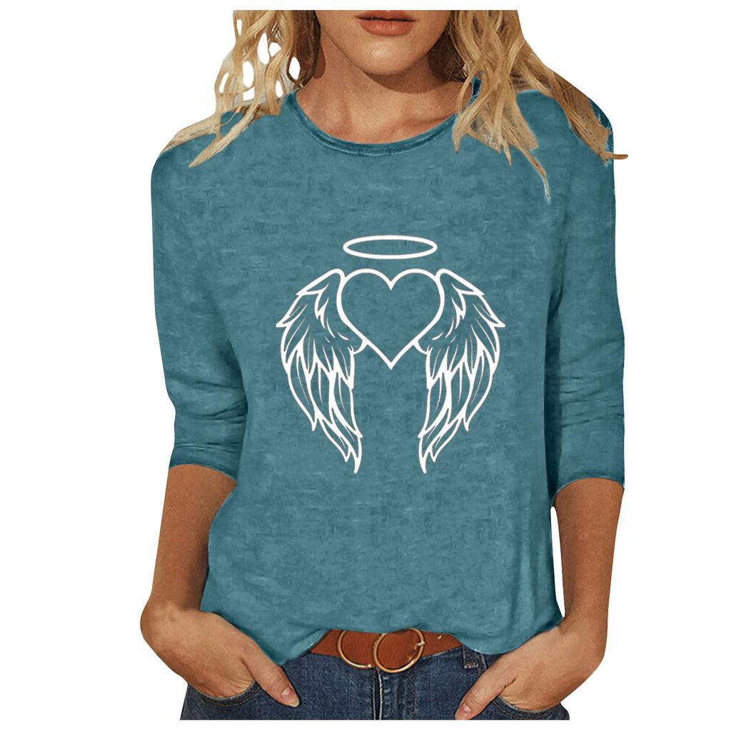 Round Neck 3D Cross Printed Top Fashionable Casual Long Sleeved Women's T-shirts