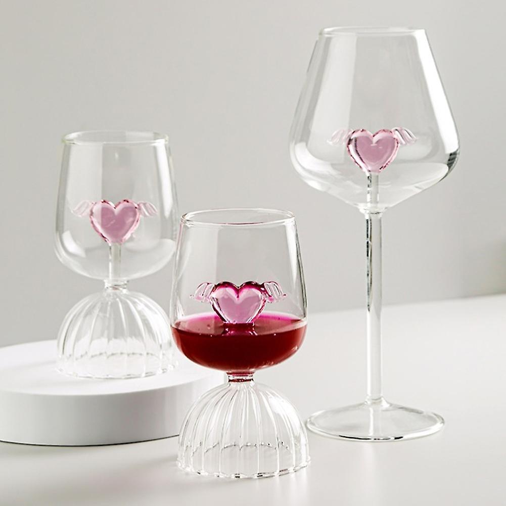 Valentine's Day Pink Heart Wine Goblet Reusable Glass Drinking Cup for Home Party Club