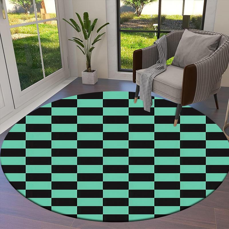 Demon Slayer Art Round Area Rug Carpet Rug For Living Room Bedroom Sofa Playroom Decor Nonslip Floor Mat