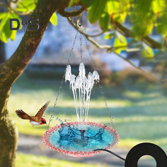 Bird Bath with Fountain Hanging Bird Feeder Bowl Outdoor Bird Bath with USB Powered Fountain for Garden Backyard Patio Front Porch