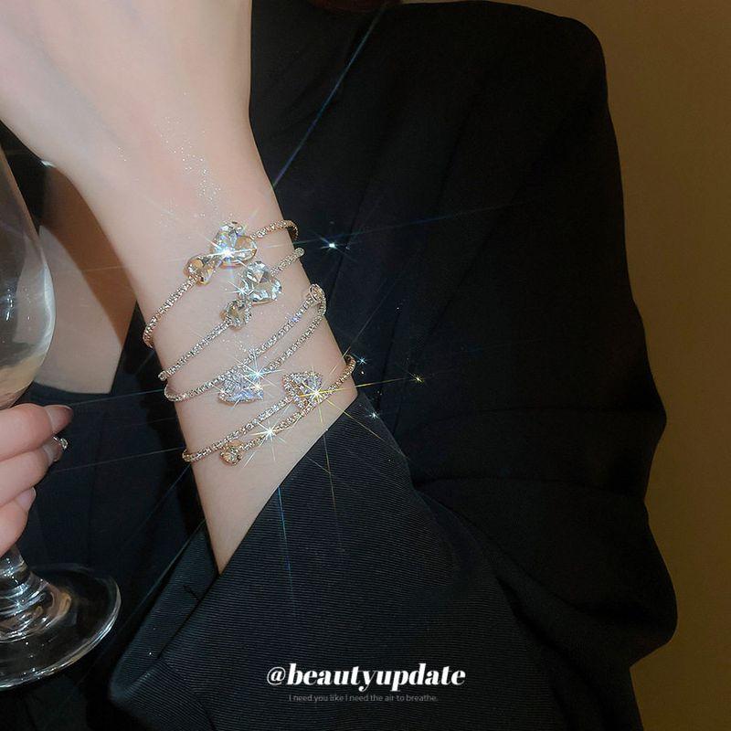 Zircon with Diamond Square Open-Ended Bracelet European and American Fashion Bracelet Accessible Luxury Fancy Bracelet Stylish Niche Style