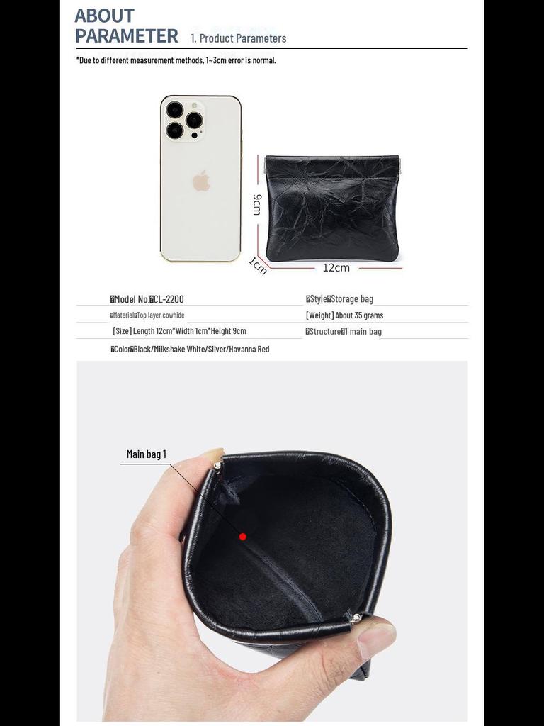 Exquisite Spring Clip Mini Storage Bag for Earphones, Lipstick, and Coins