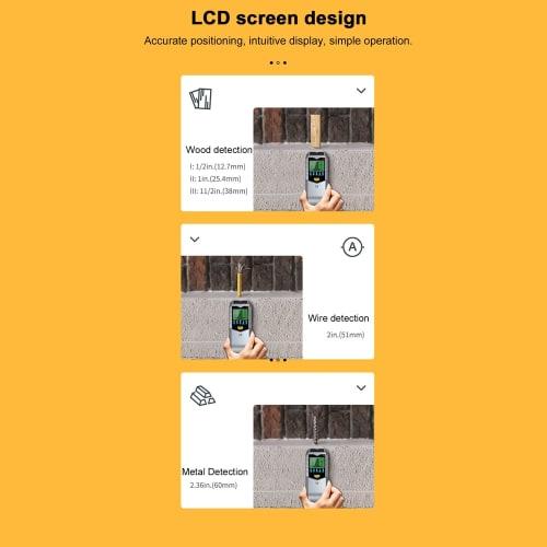 Wall Metal Scanner, LCD Backlit Display Digital Wall Metal Detector Handheld Multifunction Wood Stud Finder Wall Scanner