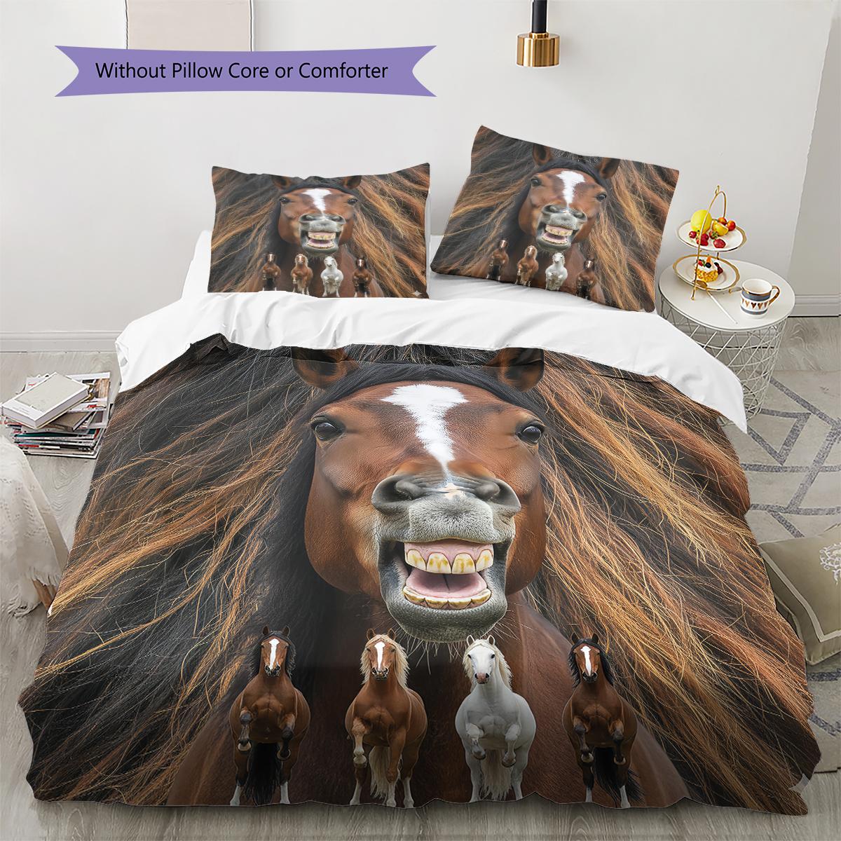 

Horse Alpaca Pattern Bedding Quilt Set Quilt Cover Pillowcase Home Decoration Gift (1 * duvet cover + 2 * pillowcase, without core) 135x200cm