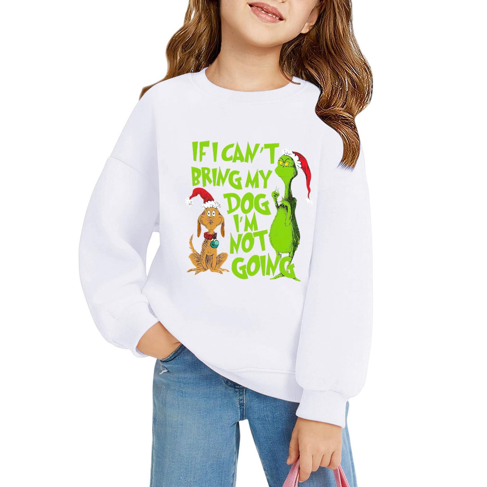 

Рождественские пуловеры с круглым вырезом для девочек, детские топы с принтом 160 белый