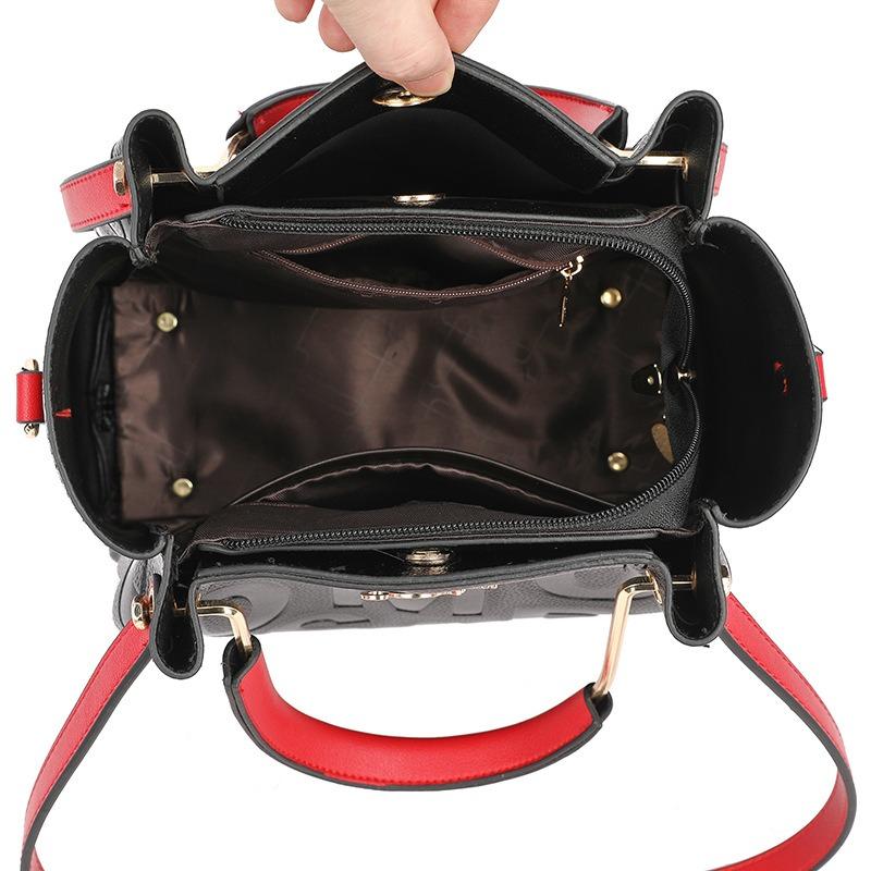 Handbag going out messenger bag large capacity soft leather embossed shoulder bag women's bag contrasting color design