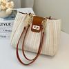 Straw bag women's new fashion lock woven shoulder bag summer popular tote bag one