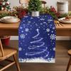 Christmas Snowflake Xmas Tree Navy Blue Linen Table Runners Party Decor Winter Kitchen Dining Table Runner Christmas Decorations