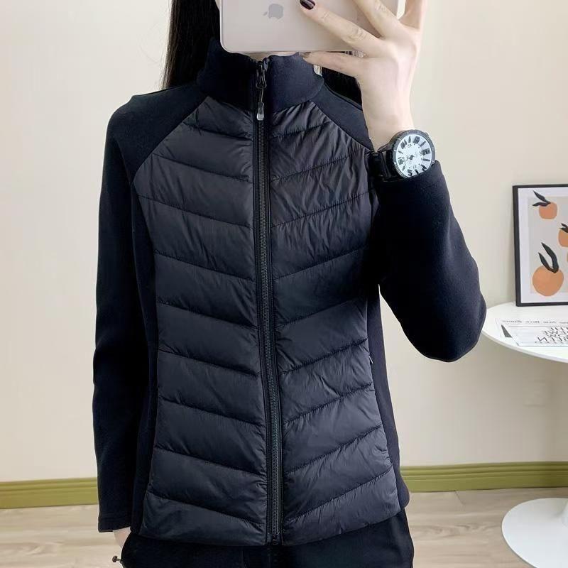 Sports Base Cotton Jacket, Stand Up Collar, Lightweight Inner Layer, Autumn and Winter, Warm Jacket, Inner Lining, Waist Cinching for Slimming Effect