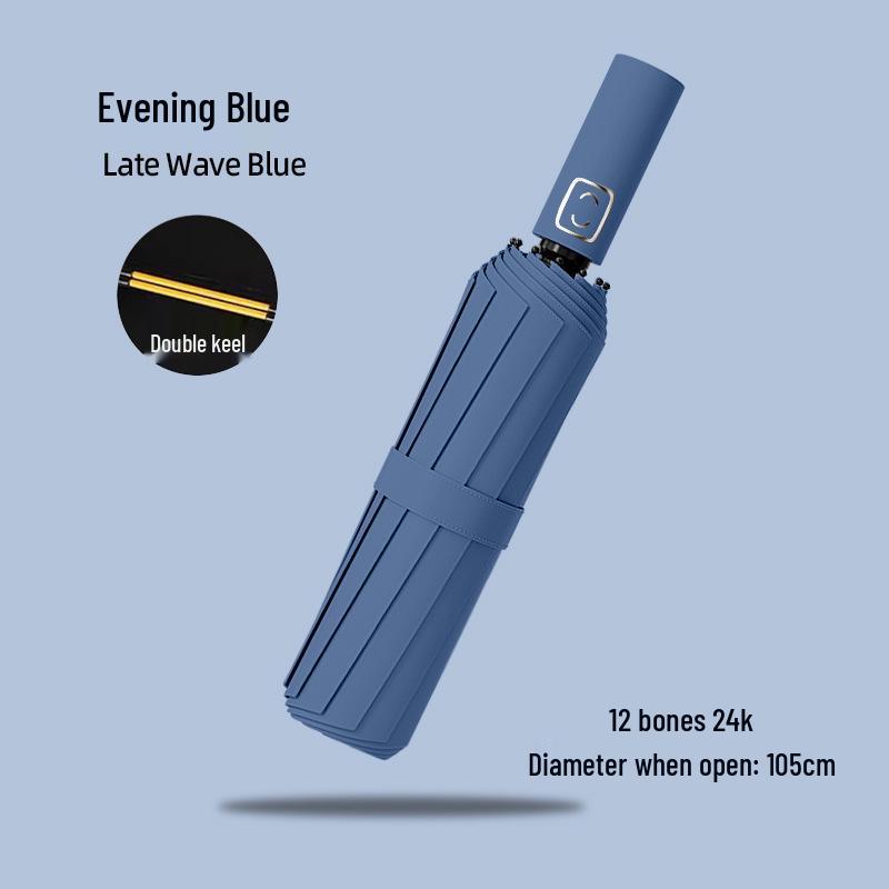 24-Bone Automatic Windproof Folding Umbrella for Men, Rain or Shine, with UV Sun Protection