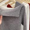 Khaki Slash Neck Pullover Schlank Hotsweet frauen Stricken Pullover Dünne Bodenbildung Shirt Solide Büro Dame Neue Mode Frühling Herbst