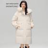 Women's Long Hooded Duck Down Jacket with Faux Fur Collar