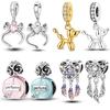 Copper Colorful Charms Bead Sparkling Inlaid Zirconium Pendants Fit Original Bracelets Fashion Jewelry Gift