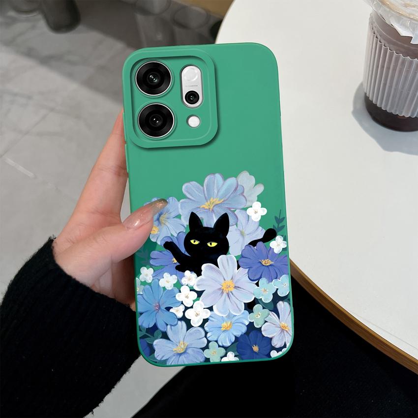For Oppo Reno14 Pro 14F A5 A5X K13 Phone Cases Table Cartoon Cat Pattern Phone Case Camera Protection Shockproof Silicone Covers For Oppo Bumper Shell