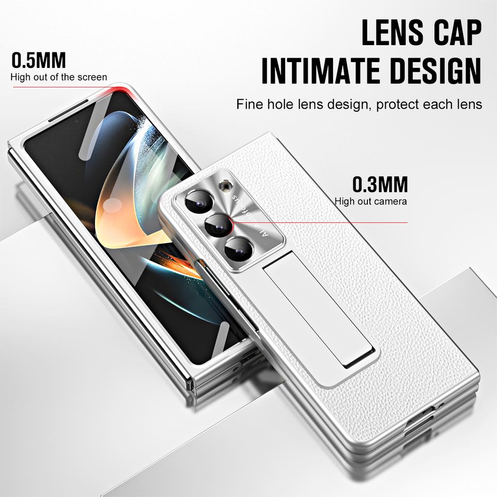 Leather for Samsung Galaxy Fold 6 5 4 3 Case Slim Hard Stand Protective Film Cover Stand Mental Holder Shockproof Luxury