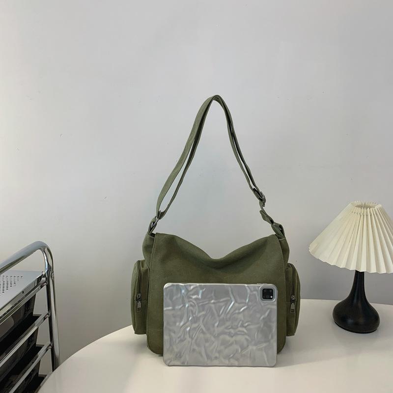 Canvas Bag Messenger Bag Fashion Simple Shoulder Bag Large Capacity Women's Bag Commuter Bag