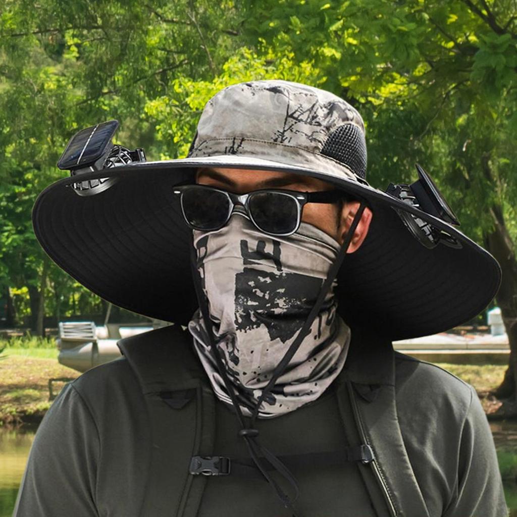 Fan Hat UV Protection Outdoor Fishing Hat With Solar Fan Rechargeable Breathable Visor Cooling UV Protection Fishing Accessories