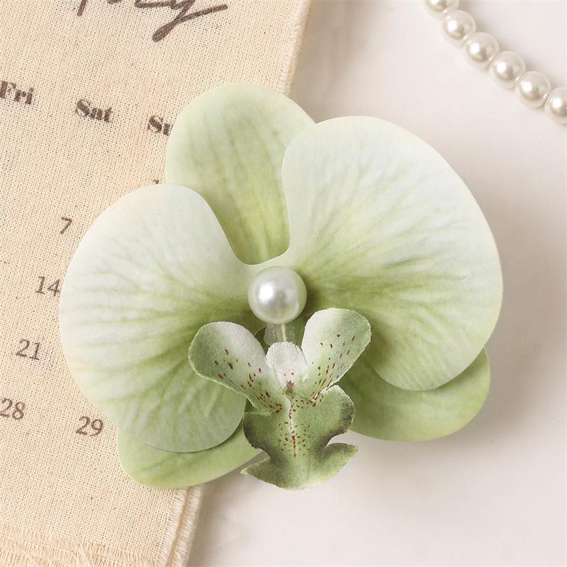 Orchid Flower Hair Clip Hair Ornament Hair Accessories Bohemia Barrettes Floral Pearl Hair Clip Headdress Orchid Hairpin