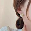 S925 Silver Needle Cat's Eye Stone French Petal Earrings for Women Accessory Personalization Jewelry Accessories