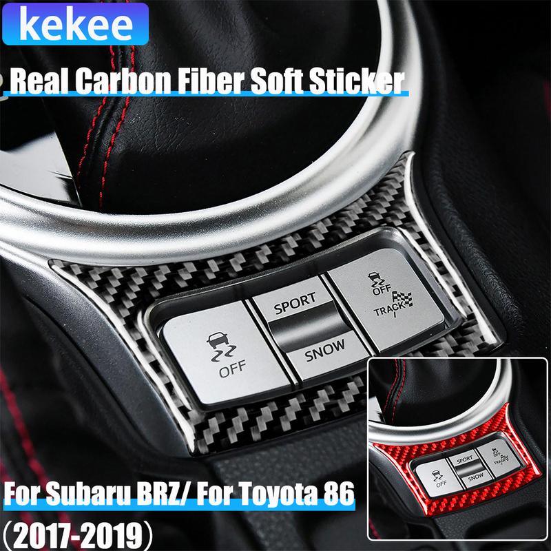 Real Carbon Fiber Car Accessories Center Console Gear Panel Cover Soft Sticker For Subaru BRZ Toyota 86 GT86 2017 2018